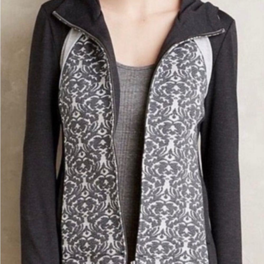Anthropologie Black and Gray Hoodie mixed textiles , quality sz S